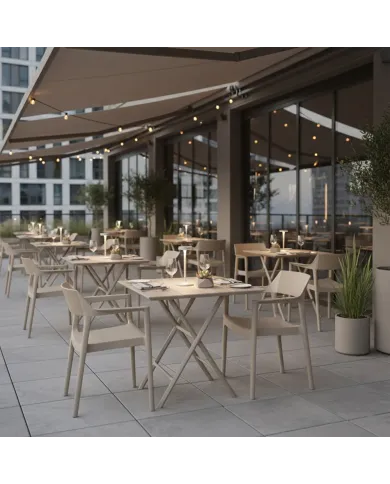 Fauteuil TULUM structure résine dossier strié tourterelle