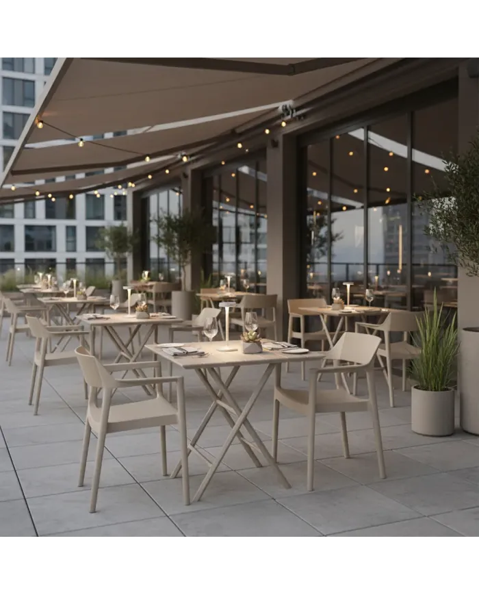 Fauteuil TULUM structure résine dossier strié tourterelle