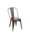 Chaise en métal bronze vintage MILL assise bois