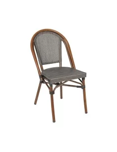 Chaise en aluminium MODENE wood/brown assise et dossier textylène
