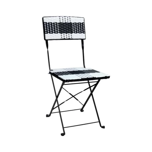 Chaise pliante en métal OPERA assise et dossier tressage wicker bicolore rouge/blanc