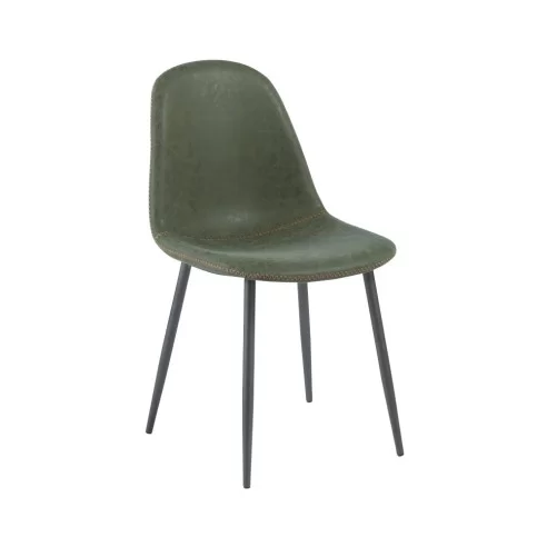 Chaise en métal LOLITA assise et dossier tissu gris avec surpiqure