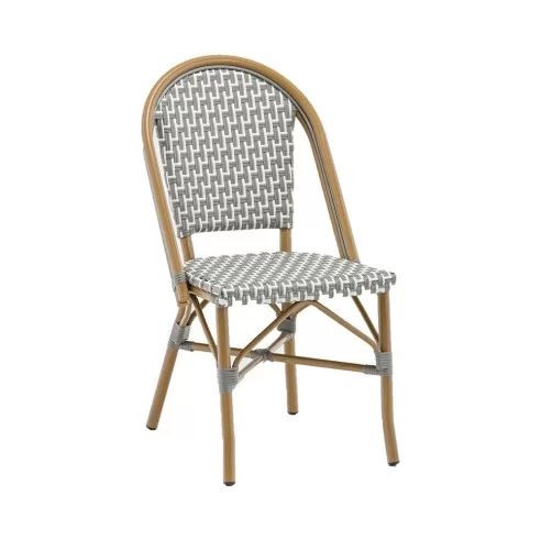 Chaise en aluminium rotin naturel VENITIA GRAPHIC II assise et dossier tressage wicker bicolore white/dove grey