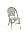 Chaise en aluminium rotin naturel VENITIA GRAPHIC II assise et dossier tressage wicker bicolore white/dove grey