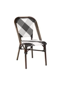 Chaise en aluminium brown MONTMARTRE tressage damier black & white