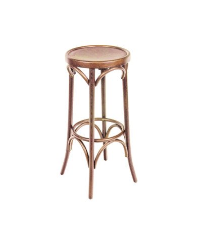 Tabouret en bois hêtre massif MORZINE II assise bois french patina