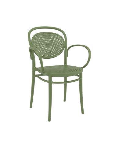 Fauteuil Marcel  en résine vert olive