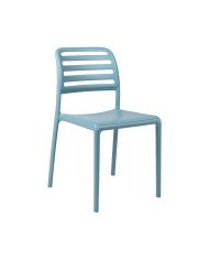 Chaise en résine COSTA bleu céleste assise pleine et dossier ajouré